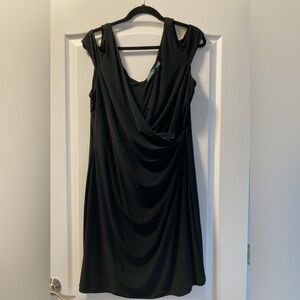 Lauren Ralph Lauren black wrap cocktail dress. Size 16.